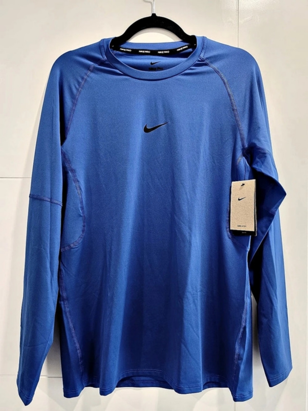 BNWT Nike Pro Men's Dri-FIT Slim Long-Sleeve Fitness Top Blue & Gray